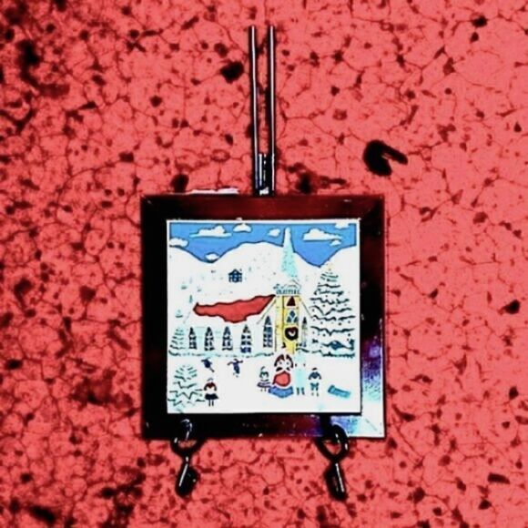 CHRISTMAS  VINTAGE TWO TILES WINTER SCENES in WOOD  frames - Picture 5 of 5